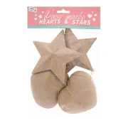 Thumbnail 5 of Craft ID Сърца и звезди за декорация, от папиемаше, 4 броя