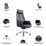 Thumbnail 2 of Кресло RFG EOOS, работно, екокожа, до 150 kg, черна седалка, черна облегалка