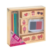 Thumbnail 2 of Moxy Комплект дървени печати и цветни моливи, в кутия, розови