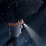 Thumbnail 2 of Office 1 Чадър Flashlight, автоматичен, диаметър 102 cm, дръжка-фенер, черен