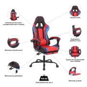 Thumbnail 4 of Геймърски стол RFG Max Game, екокожа, Multi-function механизъм, метална основа, до 150 kg, черно-червен