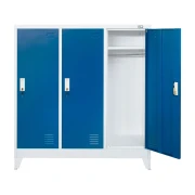 Thumbnail 2 of Гардероб RFG, метален, троен, с три врати, 120 х 40 х 120 cm, бял, със сини врати