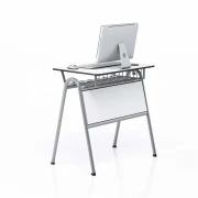 Thumbnail 1 of Компютърна маса RFG Letme, единична, 700 х 500 х 750 mm, HPL, бял плот, сиви метални крака