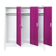 Thumbnail 5 of Гардероб RFG, метален, троен, с три врати, 120 х 40 х 120 cm, бял, с лилави врати