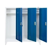 Thumbnail 5 of Гардероб RFG, метален, троен, с три врати, 120 х 40 х 120 cm, бял, със сини врати