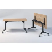 Thumbnail 3 of Конферентна маса RFG Flip, 140 x 80 x 74 cm, мобилна, сгъваема, правоъгълен плот, ПДЧ 25 mm, кехлибарен дъб, черни метални крака