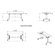 Thumbnail 5 of Конферентна маса RFG Flip, 140 x 80 x 74 cm, мобилна, сгъваема, правоъгълен плот, ПДЧ 25 mm, кехлибарен дъб, черни метални крака
