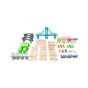 Thumbnail 3 of Small Foot Влакче, с релси и мост, дървено, 60 части