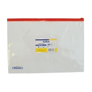 Thumbnail 2 of Office 1 Папка с червен цип и джоб за визитка, А4, прозрачна