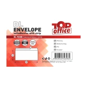 Thumbnail 4 of Top Office Плик, DL, 110 x 220 mm, хартиен, със самозалепваща лента, бял, 1000 броя