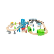 Thumbnail 4 of Small Foot Влакче, с релси и мост, дървено, 60 части