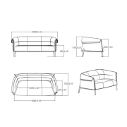 Thumbnail 2 of Диван RFG Megan, триместен, текстил, метална основа, 1930 х 820 х 740 mm, черен