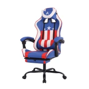 Thumbnail 6 of Геймърски стол RFG Max Game, екокожа, Multi-function механизъм, метална основа, до 150 kg, син и бял