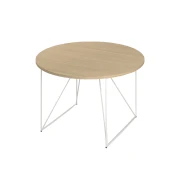 Thumbnail 1 of Заседателна маса Narbutas Air, 1200 x 1200 x 740 mm, кръгъл плот, ПДЧ 25 mm, меламин избелен дъб, бял метал