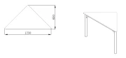 Thumbnail 3 of Ученическа маса RFG Trapez 45, над VIII клас, 650 х 1250 х 750 mm, модулна, триъгълна, MDF бял плот, сиви метални крака