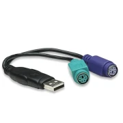Thumbnail 1 of Преходник Manhattan, PS/2 към USB 2.0 A Male, с две PS/2 разклонения, женско USB A