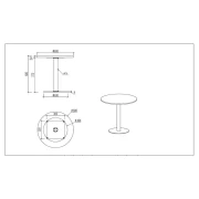 Thumbnail 2 of Заседателна маса RFG Barry, 600 х 600 х 600 mm, кръгъл плот, ПДЧ 25 mm, метална основа, бряст, бяла основа