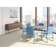 Thumbnail 3 of Заседателна маса Narbutas Air, 1200 x 1200 x 740 mm, кръгъл плот, ПДЧ 25 mm, меламин кехлибарен дъб, черен метал