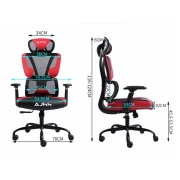 Thumbnail 2 of Геймърски стол RFG Strike, дамаска и меш, Multi-function механизъм, метална основа, до 130 kg, черно-червен