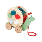 Thumbnail 5 of Small Foot Играчка за дърпане Охлюв, със сортер, дървен