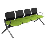 Thumbnail 1 of Посетителска пейка RFG Lisa Arm Black, с 4 места, текстил, метална основа, зелена