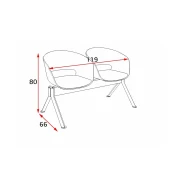 Thumbnail 2 of Посетителска пейка RFG Simon White, с 2 места, полипропилен, метална основа
