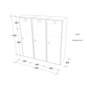 Thumbnail 4 of Гардероб RFG, метален, троен, с три врати, 120 х 40 х 120 cm, бял, с лилави врати