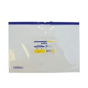 Thumbnail 2 of Office 1 Папка със син цип и джоб за визитка, А4, прозрачна
