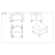 Thumbnail 2 of Ниска маса RFG Paris, 600 х 600 х 450 mm, квадратен плот, ПДЧ 25 mm, орех и светлосиво