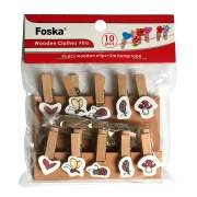 Thumbnail 1 of Foska Щипки, дървени, с цветни орнаменти, 35 х 7 mm, 10 броя