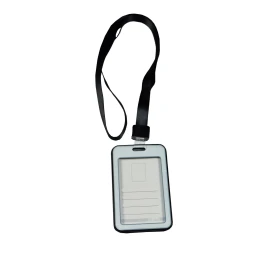 Снимка на KEJEA Бадж, с лента, двулицев, вертикален, 54 х 85 mm, черен