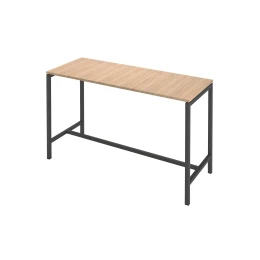 Снимка на Висока маса Narbutas Nova, 1800 x 700 x 1050 mm, ПДЧ 25 mm, меламин кехлибарен дъб, тъмносив метал