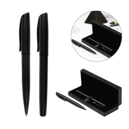 Снимка на Office 1 Комплект химикалка и ролер Rush, метални, черни