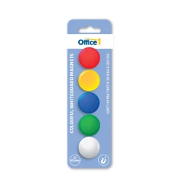Снимка на Office 1 Магнити, за бяла дъска, цветни, 30 mm, 5 броя