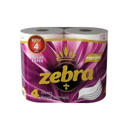 Снимка на Тоалетна хартия Zebra Perfume, четирипластова, 130 къса, 4 броя