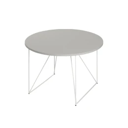 Снимка на Заседателна маса Narbutas Air, 1200 x 1200 x 740 mm, кръгъл плот, ПДЧ 25 mm, перленосив меламин, бял метал