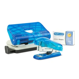 Снимка на Rapesco Комплект Blue, перфоратор за 12 листа и телбод за 18 листа, с включени телчета