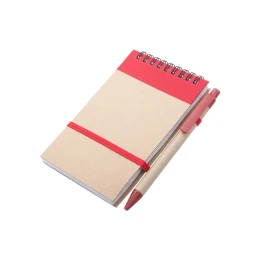 Снимка на Office 1 Комплект Atina, тефтер със спирала и химикалка, А6, червени