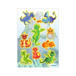 Снимка на Herma Самозалепващи се етикети Дракони, неонови, 3 листа