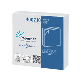 Снимка на Салфетки Papernet, целулоза, двупластови, бели, 33 x 33 cm, 50 броя