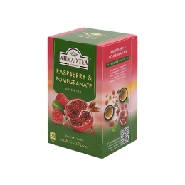Снимка на Ahmad Tea Чай „Малина и нар“, зелен, 2 g, в пакетче, 20 броя