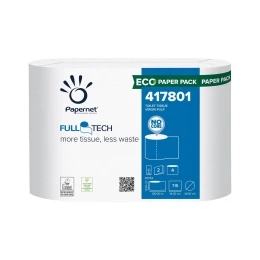 Снимка на Тоалетна хартия Papernet, Full Tech, целулоза, двупластова, 715 къса, 4 броя, 100.1 m