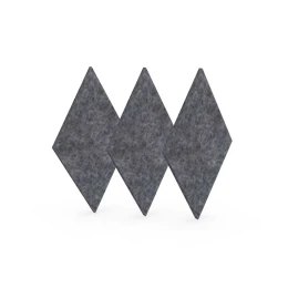 Снимка на Акустично пано Narbutas Pet, диамант, 115 х 200 х 9 mm, PET филц, 3 броя, сиво