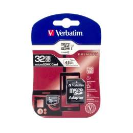 Снимка на Карта памет Verbatim, microSDHC, UHS-I, U1, Class 10, 32 GB, с включен SD адаптер
