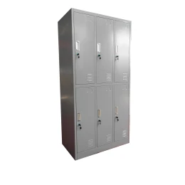 Снимка на Гардероб RFG, метален, троен, с шест отделения, 185 x 90 x 45 cm, сив, врати със сив цвят