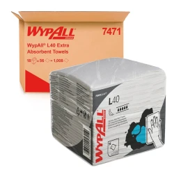 Снимка на Кърпи за почистване Kimberly-Clark WypAll L40 8387 Absorbent, 1/4 сгънати, 30.4 х 31.7 cm, бели, 56 броя