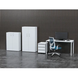 Снимка на Стелаж Narbutas Nova Basic, 800 x 360 x 1092 mm, ПДЧ 18 mm, бял меламин, бяла правоъгълна дръжка