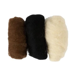 Снимка на Creativ Company Вълна за плъстене, 3 х 10 g, черна, кафява и бяла