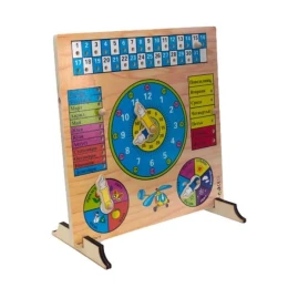 Снимка на Календар-часовник, дървен, 30 х 30 cm