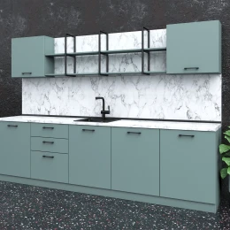 Снимка на Кухня Алегра, 3000 х 600 х 2110 mm, пастелни цветове